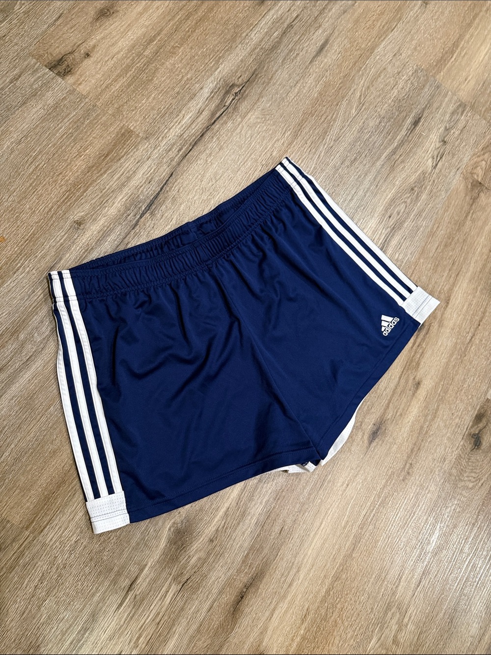 adidas Navy with White Side Stripes Athletic Track Shorts
